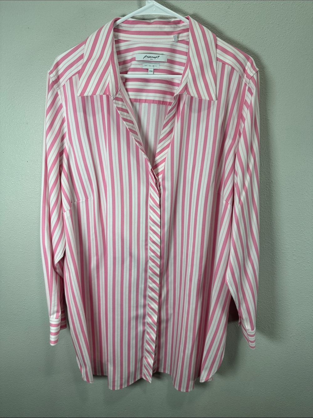 Foxcroft Pink and White Striped Blouse button up
